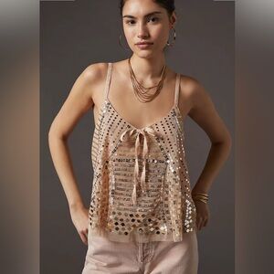 Anthropologie- “Sequin-Mesh Swing Tank” Retail $128